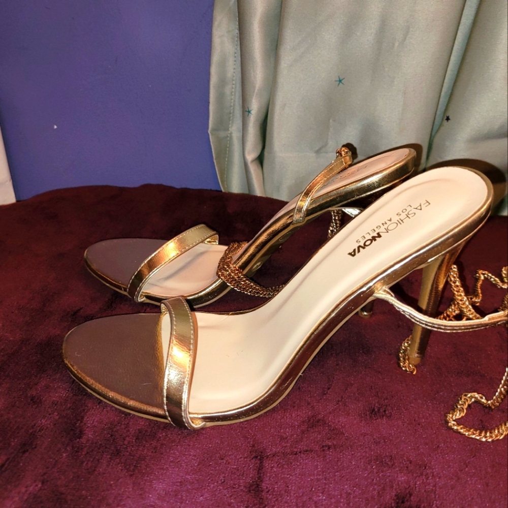 Gold chain heels
